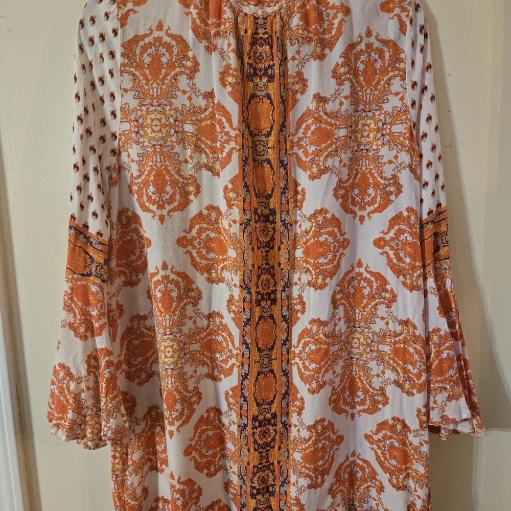 ✨️FREE PEOPLE✨️Flowy Magic Mystery Tunic Mini Dress Size Medium in Orange - Picture 13 of 13